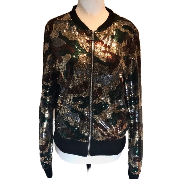 UK2LA Jackets & Blazers - “UK2LA” Camo Look Sequinned Bomber Style Jacket.